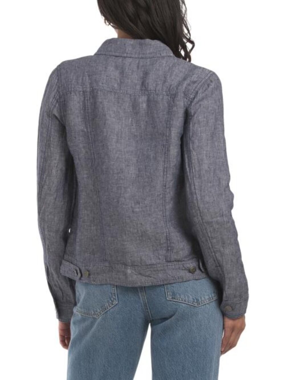 MARTHA STEWART COLLECTION Linen Jean Jacket With Metal Trim - Picture 2 of 3